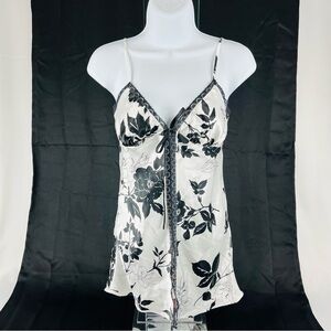 Victoria's Secret Floral Satin Tease Lace-Trim Slip Mini Cami Babydoll XS White